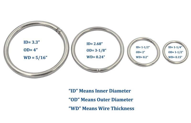 DGOL 3 packs 4 inch Strong Welded O Ring 304 Stainless Steel Round Ring Buckles  Wire Thickness 5/16 inch - Image 5